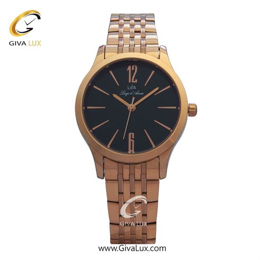 ساعت مچی اورجینال زنانه LdA | لوئیجی د آنا | Luigi d'Ana رزگلد | رزگلد| مشکی| کد رفرنس 2420